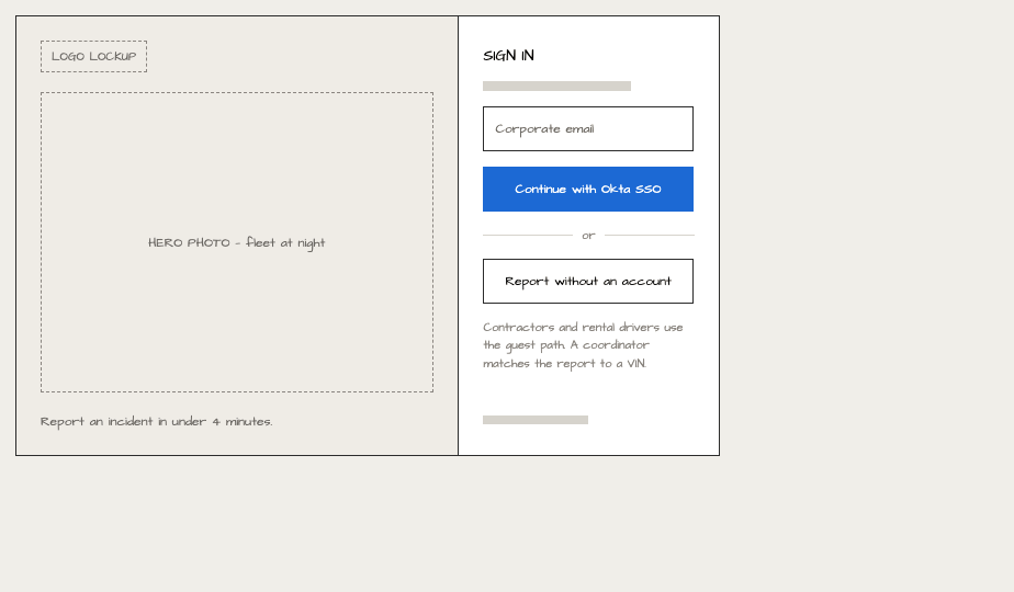 Sign-in wireframe