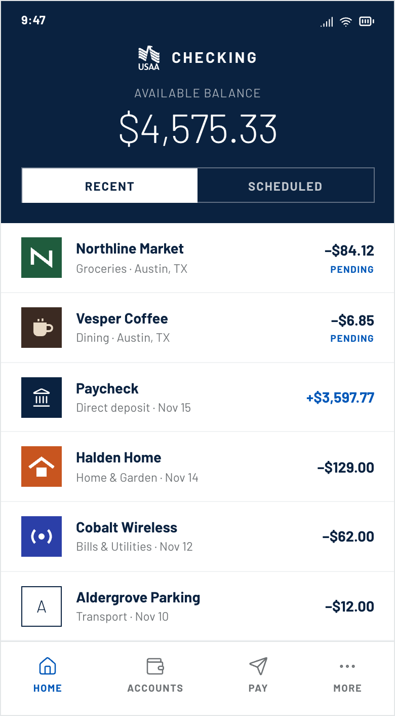 Checking screen after: transaction rows with matched merchant marks